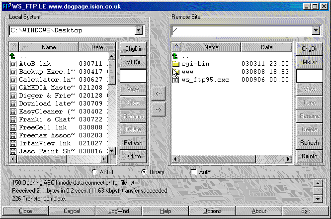 Window of Local and Remote system