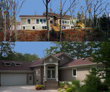 private and secluded in a nature preserve, front and back view of the home